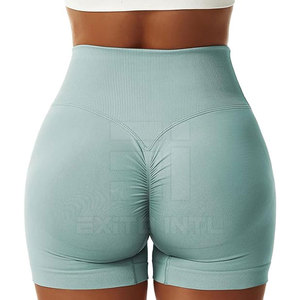 Activewear Women's Yoga Shorts Seamless Ribbed High Stretch High Waisted Breathable <b>Tummy</b> <b>Control</b> Butt Lift Spandex/Nylon - Product Image 3