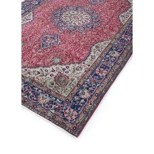 Alfombras de Lana Anudadas a Mano de Estilo Vintage, Diseño Rectangular Abstracto con Medallón Rosa y Morado para Sala de Estar o Pasillo, Pae-2293 - Product Image 2