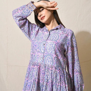 Boho Bloom Dress Jaipur Cotton Desi Chic Block Print With Heritage Handprint Eco-Friendly - Product Image 1
