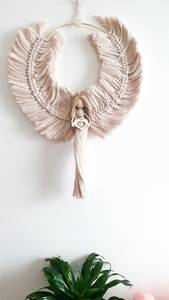 Natural Macrame <b>Christmas</b> <b>Wreath</b> with Dried Flowers <b>for</b> Holiday Wall Decor and Sublimation Craft - Product Image 4