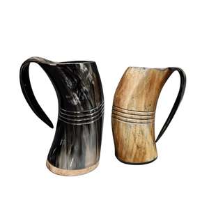 Taza de cuerno para beber vikingo de búfalo de Color Natural hecha a mano, taza de bebida con estilo de calidad superior, taza de sublimación en blanco DIY - Product Image 1