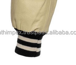 Veste universitaire personnalisée unisexe noir pour crème corps en laine manches en cuir fermeture à bouton-pression stock prêt pour - Product Image 5