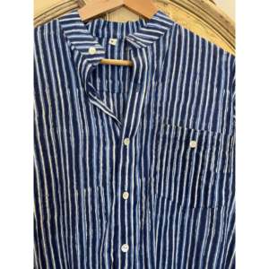 Men's Casual Striped Shirt 100% Cotton Breathable Poplin Fabric Yarn Dyed Indigo Business Shirts for Autumn - Product Image 4