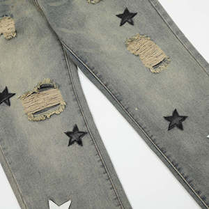 Jeans en denim vintage pour homme de haute qualité, doux, uni, écologique, séchage rapide, respirant, lavage clair et foncé, logo personnalisé, coupe droite - Product Image 5