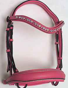 Bridon à mors en cuir rose de haute qualité, best-seller, avec décoration en cristal, équipement équestre au meilleur prix - Product Image 3