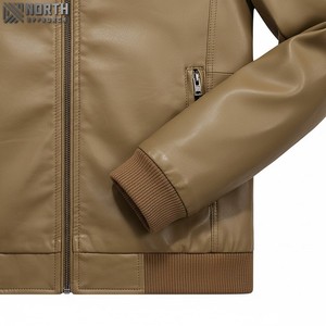 Chaquetas de cuero de piel de vaca para hombre a la moda al aire libre, abrigo de cuero elegante con cremallera y cuello levantado de calidad superior para bombardero Masculino - Product Image 5