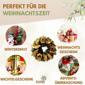 Ornements de Noël en bois d'olivier, lot de 10, faits à la main à Bethléem - Product Image 6