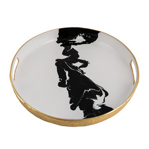 Plateau de service en métal avec finition émaillée design fait main, vaisselle, plateau de service décoratif en métal fait à la main - Product Image 1