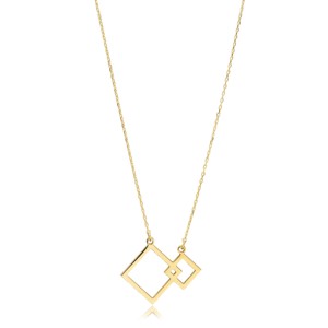 Collier à breloques carrés géométriques entrelacés, fabrication artisanale turque, bijoux en argent sterling 925 en gros - Product Image 1