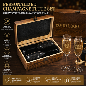 Set Regalo di Bicchieri da Champagne SHUNSTONE per Sposi, Regalo per Fidanzamento e Doccia Nuziale, Confezione in Legno - Product Image 3