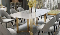Ensemble Table à Manger en Marbre pour Maison, Bureau, Hôtel ou Bar, Mobilier de Cuisine au Design Moderne et Élégant, Luxe Contemporain