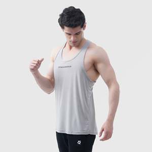 Elite Grip Men's XL Gym Vest Tank <b>Top</b> Light Grey Breathable Polyester Cotton with Hood Collar for Bodybuilding Muscle Styles - Product Image 1