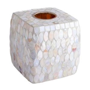 Vente chaude porte-mouchoirs décoratif couverture de tissu luxueux boîte carrée coquille nacre boîte à mouchoirs pour l'utilisation d'événements de mariage - Product Image 1