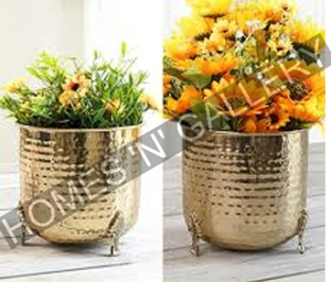 Cepilladoras Jarrones de metal grandes para exteriores e interiores/Maceta grande dorada/Macetas en macetas modernas de latón de lujo - Product Image 1