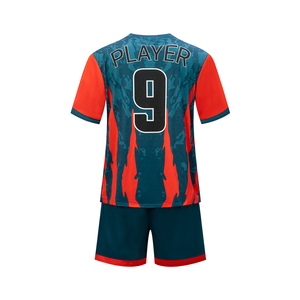 Personalizado barato 100% poliéster sublimación desgaste de fútbol blanco y azul manga larga fútbol Jersey conjuntos para hombres - Product Image 3