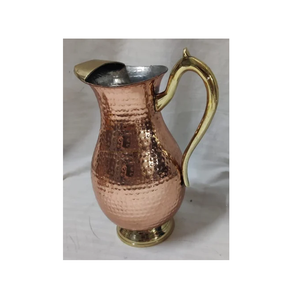 Jarra de cobre de aspecto real con juego de vidrio, diseño único, mesa de almuerzo, artículos para bebidas, jarra de cobre fabricada en India - Product Image 2