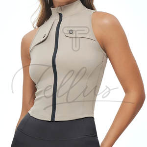 Débardeur pour femmes Logo personnalisé Été Décontracté Couleur unie Yoga Entraînement Vêtements de sport Sans manches Tricoté Écologique Polyester/Coton - Product Image 6