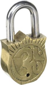 Padlock-01XF Laxmi Design Beautiful Brass Collectible Golden Home Security <b>Lock</b> with 2 Keys for Functional Purpose - Product Image 2