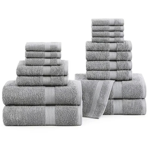 Premium 100% Cotton Bath <b>Towel</b> Set Solid Gray Rectangular Woven Soft Absorbent <b>Quick</b> <b>Drying</b> Plain Style Custom Brand Name Beach - Product Image 2