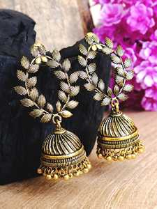 Jhumkas ใบสีเงินที่สวยงามสำหรับผู้หญิงเกรดสูง | ต่างหูเทศกาลขายดีที่สุด - Product Image 2