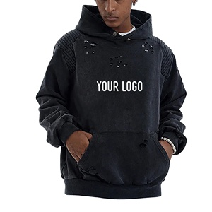 Sweat-shirt à capuche en coton 100% 400GSM, poids lourd, délavé à l'acide, sweat-shirt à capuche pour homme, pull d'hiver, prix de gros - Product Image 1