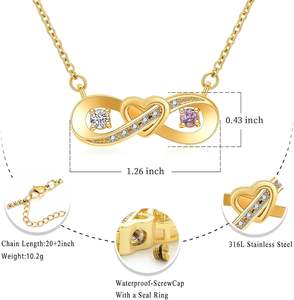 Gold Infinity Love Urn Pendant Stainless Steel Snake Chain Cremation Jewelry for <b>Ashes</b> Woman Keepsake <b>Necklaces</b> Urn Custom Size - Product Image 2