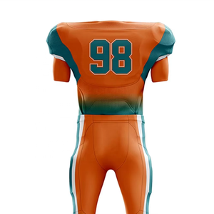 Conjunto de Uniforme de Fútbol Americano Personalizado, Jersey y Pantalones de Entrenamiento Transpirables, Sublimados, con Detalles en Naranja y Verde - Product Image 5