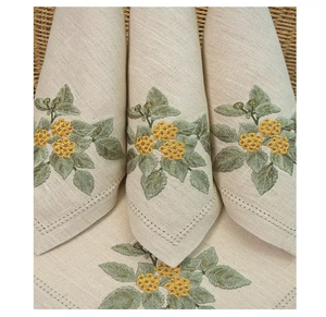 Serviette de Table en lin ivoire avec motif de fleurs brodées, bon marché, pour la maison, le Restaurant, le mariage - Product Image 2
