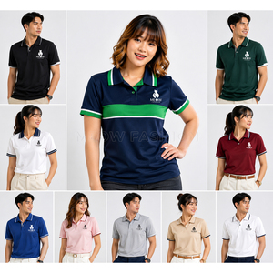 เสื้อโปโลโพลีเอสเตอร์พิมพ์ลายตามสั่ง แขนสั้น แห้งเร็ว ชุดยูนิฟอร์มธุรกิจ ผู้ชาย ผู้หญิง สีพื้น ดีไซน์ถัก ปักโลโก้ด้านหน้า - Product Image 3