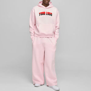 Ensemble de survêtement personnalisé à la mode, sweat-shirt à capuche et pantalon de survêtement imprimés à l'écran, survêtement évasé pour hommes et femmes - Product Image 1