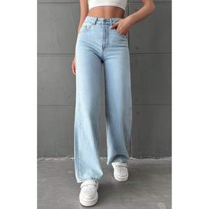 Funky Modern Woman Wide Leg Ice Blue <b>Denim</b> <b>Jeans</b> High Waist Relaxed <b>Soft</b> Stretch Fabric Plating Eco-Friendly Durable Size 26-40 - Product Image 4