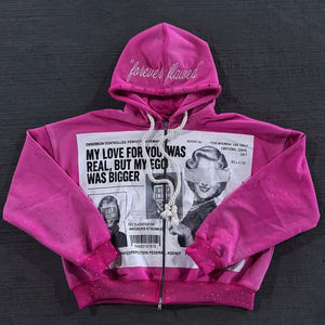 Conjunto de chándal estampado rosa para hombre OEM personalizado de alta calidad 100% mezcla de forro polar de algodón 300 a 320 GSM - Product Image 2