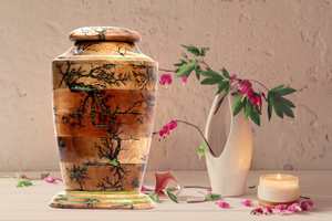 Fractal Burn Rosewood Urna para cenizas humanas Hombre Mujer Resina Cremación Caja de entierro Adulto Urna funeraria grande Cenizas para mascotas - Product Image 6