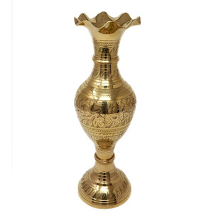 Florero alto de latón decorado con bordado a mano, florero Artificial para decoración de fiestas en casa y eventos - Product Image 2