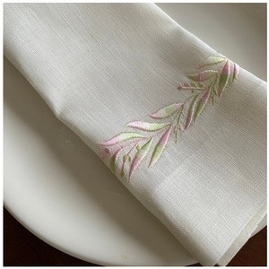 Serviette de Table en lin blanc avec broderie, vente en gros, pour la maison, l'hôtel, les événements et les mariages - Product Image 2