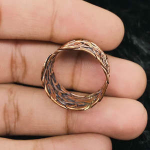 แหวนล็อคแบบปรับได้สวยงามมากชุดขอบของอัญมณีฟรีเครื่องประดับเงินสเตอร์ลิงชุบทองวินเทจ Hari OM Creations - Product Image 4