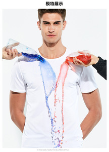 Camiseta blanca transpirable de manga corta antiincrustante impermeable hidrofóbica para hombres marca de hilos más finos ajuste Regular no tejido - Product Image 2