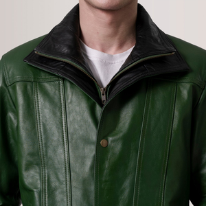 Veste en cuir vintage tendance pour homme, style streetwear, matière de qualité supérieure, teinture unie, coupe confortable, durable, chaude, vêtement d'extérieur pour l'hiver - Product Image 6