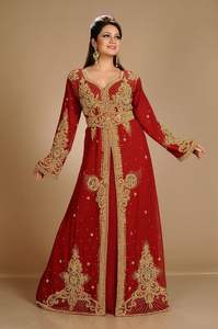 AWAIS HOUSE Wholesale Lightweight Handmade Traditional Muslim Wedding Dress Plus Size Georgette Kaftan Abaya Beaded <b>Sequined</b> - Product Image 2