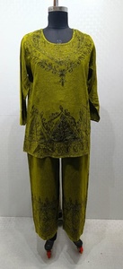 Tissu rayonne kurta plazo indien à la mode ethnique coton bohème ensemble robe pyjama ensemble boutique en ligne hippie kurta - Product Image 2