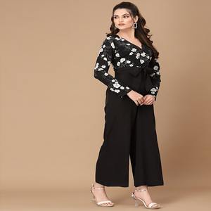 À la mode taille haute femmes brodé combinaison ensemble tissu éponge tissé tissage bureau dame Style motif quotidien porter formel - Product Image 3