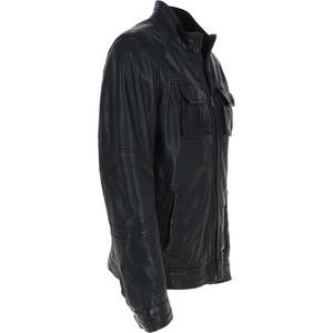 Chaqueta de cuero de piel de oveja negra de alta calidad para hombres Diseño de cremallera de estilo oficial de moda Directo de fábrica de talla grande para invierno - Product Image 3