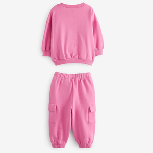 Sudadera para niños unisex Cargo Joggers Set Transpirable Logotipo personalizado Chándal con patrón sólido Buena calidad para el invierno Precio barato - Product Image 5