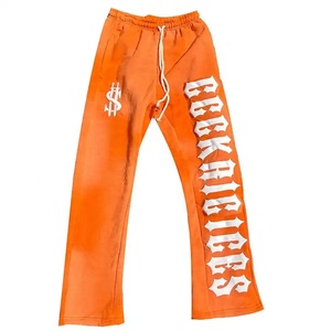 Pantalon de survêtement droit à jambe large et délavé à l'acide vintage personnalisé pour hommes Vente de gros Pantalon de survêtement évasé pour hommes en coton éponge français Pantalon empilé pour hommes - Product Image 3