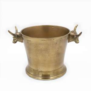 Double Bull Head Brass <b>Ice</b> <b>Tub</b> Stainless Steel Lined Large Capacity <b>Beverage</b> Cooler Premium Barware for Hotels and Restaurants - Product Image 1