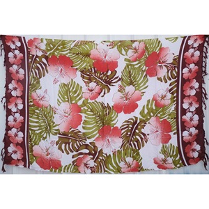 Nuevo sarong Hawaiano con estampado de flores grandes, ropa de playa para cubrir 100%, rayón, PR0018-02-180 - Product Image 1