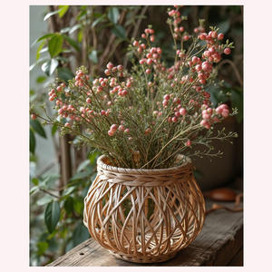Naturalis Collection Zen <b>Vase</b> Handcrafted Seagrass and Rattan Flower Vessel with a Soft Bohemian Touch - Product Image 1
