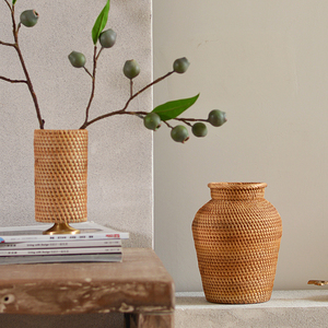Accessoires de décoration intérieure Meilleurs fournisseurs Vase en rotin décoratif de grande taille Vases de sol pour fleurs séchées - Product Image 5