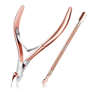 Alicate y Empujador de Cutículas de Acero Inoxidable Color Oro Rosa al por Mayor, Herramienta de Manicura y Pedicura para el Cuidado de Uñas de Manos y Pies - Product Image 1