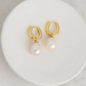 Pur 925 solide en argent Sterling boucle d'oreille perle d'eau douce pierre précieuse mode plaqué or cerceau bijoux fête cadeau pour les femmes - Product Image 1